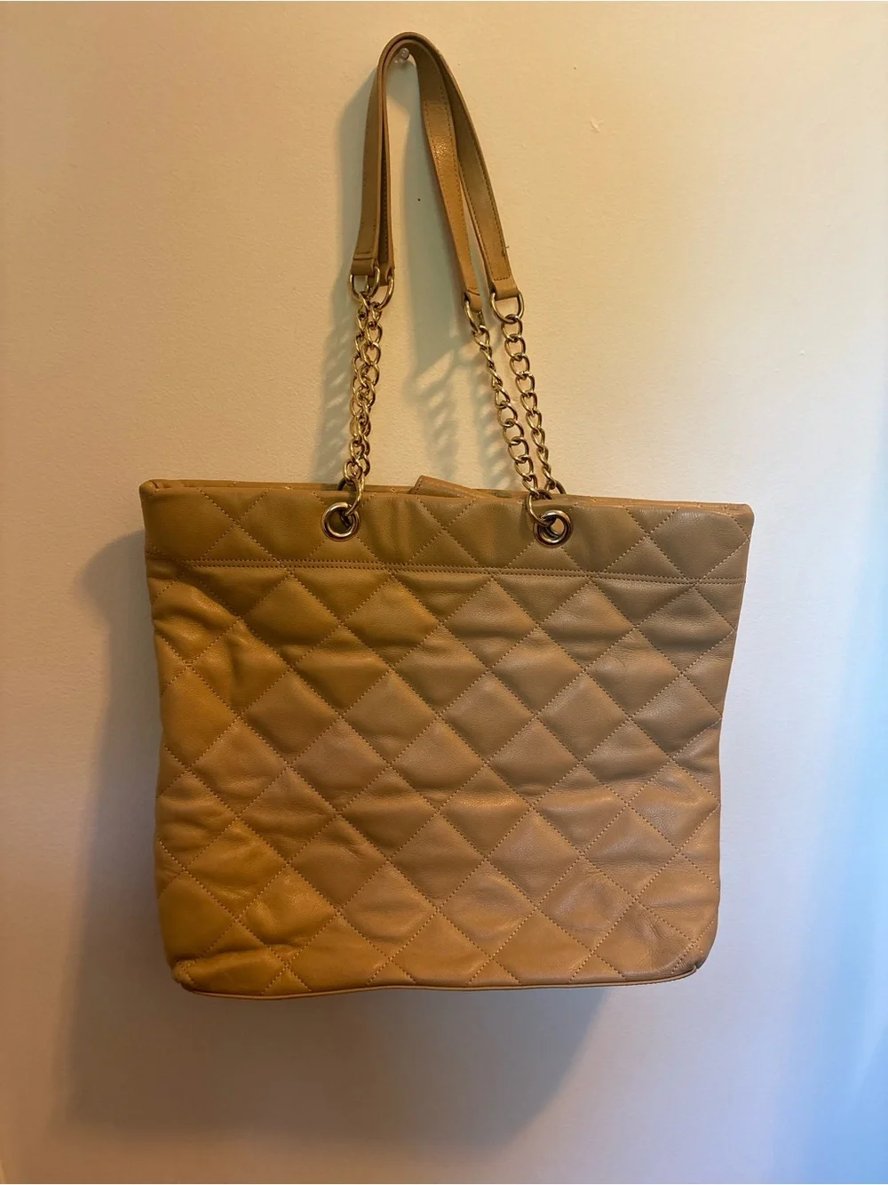 Talbots Quilted Tan purse with Chain Straps